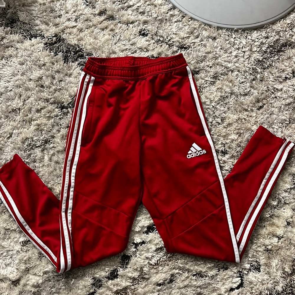 Red Adidas joggers